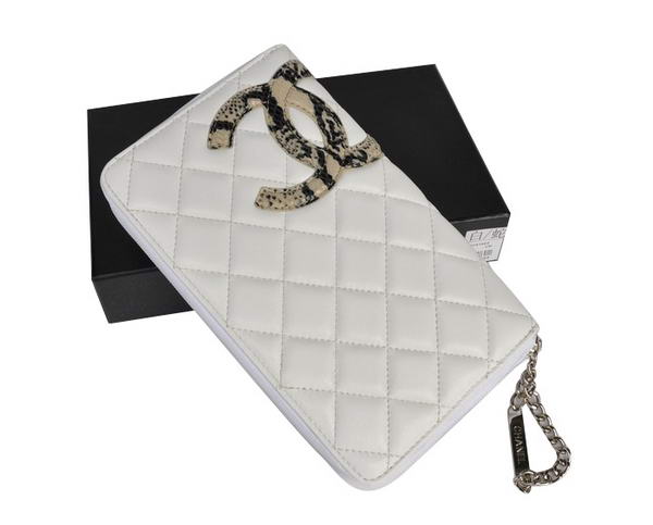 Replica Chanel A26710 Combon White Sheepskin Zip Around Wallet